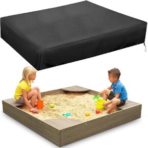 MRWIZMS Sandbox Cover, Lid-60in,Sand Box Cover, Sandbox Cover, 420D Oxford Cloth Waterproof, UV Resistant and Dustproof, Suitable for Children's Sandbox Protection (Square-Black, 60 "L x 60" W x 8 "H)
