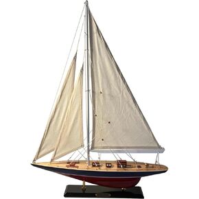 Detailed 50cm long wooden model Endeavour J Class Sailing Yacht | Americas Cup Racing Yacht | Nautical ornament | sailboat model | Endeavour sailing ship model | Fully assembled model boat kit