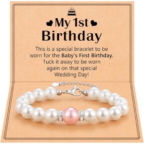 UPROMI First Birthday Gifts Pearl Bracelet