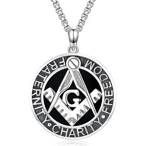 Masonic Necklace for Men Women S925 Sterling Silver Viking Masonic Symbol Pendant Necklace Masonic Jewelry Gift for Men Women Birthday in Kuwait