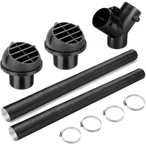 75mm Diesel Heater Duct Pipe Kit, ZDHQLHJ Diesel Parking Heater Set, Exhaust Pipe, 3-Way Y Shape Splitter Ducting Connector with Adjustable Valves, Car Heater Duct Warm Air Outlet Vent