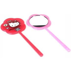 مرآة هالو كيتي المحمولة على شكل زهرة - مجموعة من 2 - وردي وأحمر - مرايا زجاجية معبأة بشكل فردي in Kuwait