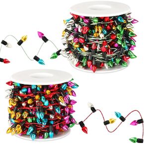 Jansun 32.8 feet Dollhouse Fake Lights String, 2 Rolls Miniatures Dollhouse Christmas Decorations for Doll House Miniature Furniture Crafts Accessories Christmas Holiday Party Decor