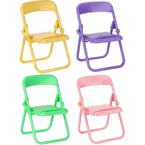 4Pcs Foldable Chair Phone Holder, Mini Foldable Chairs, Cute Tiny Folding Chair, 1:6 Scale Miniature Furniture Chairs, Miniature Chair Accessories Cell Phone Stands, Miniature Folding Chairs