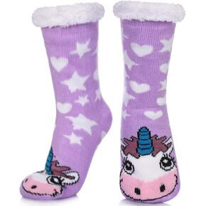 POEATEZO Womens Slipper Socks Soft Warm Fluffy Winter Fleece Lined Sherpa Socks
