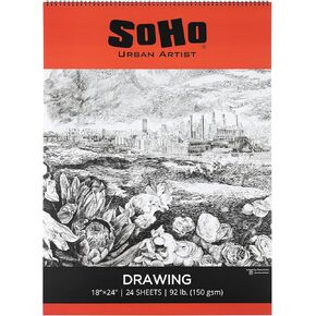 SoHo Urban Artist Softcover Drawing Pad 6x8" - 92 lb. (150gsm), 24 Sheets, Drawing Paper Pads for Artists, Travel, Illustrations, & More
