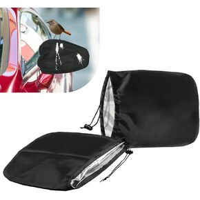 2 PCS Auto Rearview Mirror Snow Cover, 210D Silver Coated Oxford Cloth Dust and Frost Protective Cover, 10.62" x 12.99" Car Accessories, Universal for Automobiles (Black)
