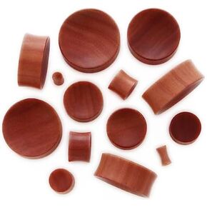 Pair (2PCS) CONCAVE RED SABA WOOD PLUGS Double Flare Gauges Organic Ear Tunnels 9323