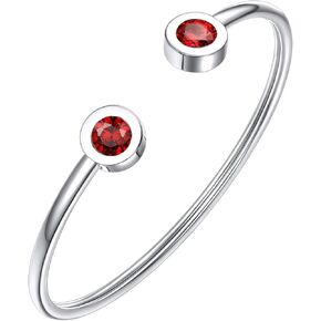 Trendy Stainless Steel Birthstone Bangle Bracelet for Women Cuff Bracelets Birthday/Valentine's Day Gifts(with Box)