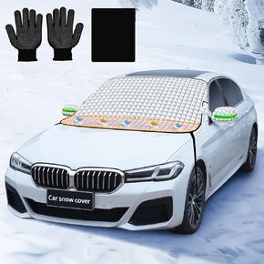 142-inch Car Windshield Exterior Ice and Snow Cover, Winter Essentials Half Car Cover Shield, Windshield Cover Outside, Frost and Waterproof Cover Top Covering Sunroof and Side Windows