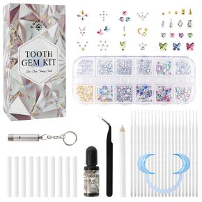 Tooth Gem Kit, DIY Crystals Jewelry Kit, 420PCS 24 Shapes Professional Fashionable Tooth Gems, Teeth Jewelry Starter kit, transparent