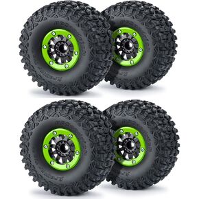 RCLIONS 1/7th RC Car 2.8inch Beadlock Wheel Rims and Tires Set Upgrades for 1:7 UDR Unlimited Desert Racer (Red)