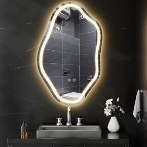 24" LED Bathroom Round Mirror, LED Mirror for Bathroom, Bathroom Mirror with Lights, Backlit Lighted Bathroom Circle Mirror, Anti-Fog Dimmable 3000K/4000K/6000K Adjustable Light Mirror in Kuwait