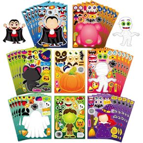 42 Sheets Halloween Stickers Make Your Own Halloween Characters Mix and Match Sticker Halloween Party Games Stickers for Kids Make a Face Stickers Halloween Party Favors