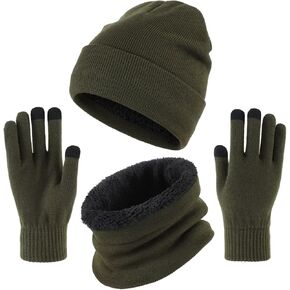 Connectyle 3-Piece Winter Beanie Hat, Scarf and Touchscreen Gloves Set for Men and Women, Fleece Lined Knit Warm Hat