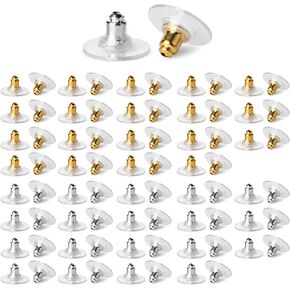 Mr. Pen- Bullet Clutch Earring Backs with Pad, 76 pcs, Gold & Silver, Rubber Earring Backings, Earring Backs for Studs, Earring Backs Replacements, Pierced Earring Backs, Earring Stoppers.