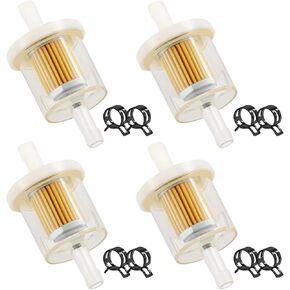4PCS 691035 49019 Small Engine Fuel Filter and 8 11mm Fuel Line Hose Spring Clamps, Micron 1/4 inch Inline Fuel Filters, Universal Fuel Filters for Small Engine Motorcycle Mowers DD009