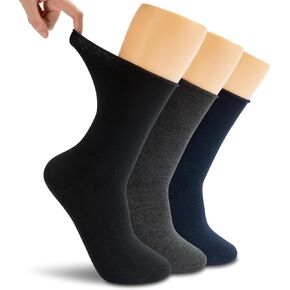 LIXIA Women Non Binding Merino Wool Socks 3/6 Pairs Pack- Wide Calf Good for Circulation - No Compression Warm Breathable