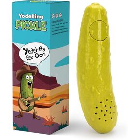 Yodeling Pickle - Singing Cucumber Toy - Funny Gag Gift Idea for Adults Friends and Family, Includes Batteries