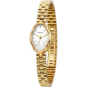 BERNY Gold Watches for Women Dainty Ladies Quartz Watch Vintage Copper Mirrors Shape Japanese Quartz Movement 3ATM Waterproof Fashion Female Wrist Watch Luxury Birthday Gifts