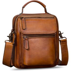 IVTG Genuine Leather Messenger Bag for Men Sling Purse Crossbody Shoulder Bags Satchel for Work Business Handbags