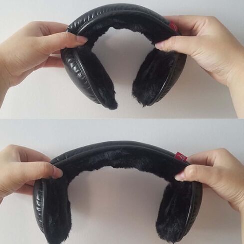 Foldable PU Leather Earmuff Faux Furry Behind Head Ear Warmer Unisex in Kuwait