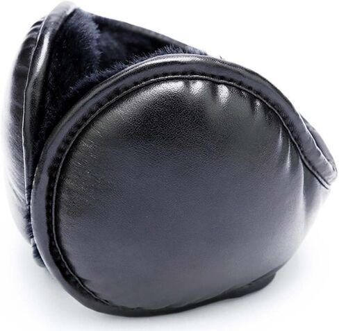 Foldable PU Leather Earmuff Faux Furry Behind Head Ear Warmer Unisex in Kuwait