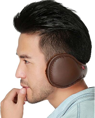 Foldable PU Leather Earmuff Faux Furry Behind Head Ear Warmer Unisex in Saudi Arabia