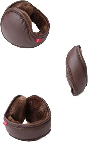 Foldable PU Leather Earmuff Faux Furry Behind Head Ear Warmer Unisex in Saudi Arabia