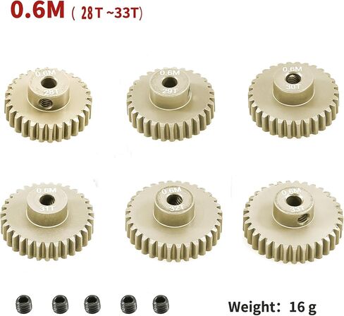 مجموعة تروس ترس M0.6 3.175 مم 18T 19T 20T 21T 22T 5 قطع 7075 ترس محرك ترس معدني من سبائك الألومنيوم لسيارة 1/10 RC محرك بدون فرشاة (5 قطع)... in Saudi Arabia