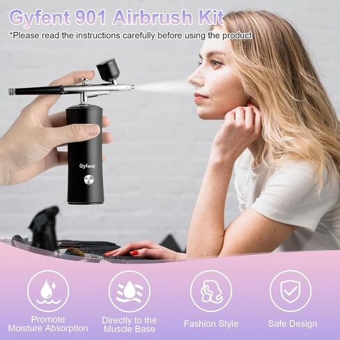 مجموعة بخاخة Gyfent مع ضاغط، مجموعة بخاخة لاسلكية قابلة لإعادة الشحن للفن 32PSI مجموعة فرشاة هوائية محمولة مع فوهة 0.3 مم و2 مسدس رش هوائي و3 أكواب لأظافر مكياج الرسم النموذجي in Saudi Arabia