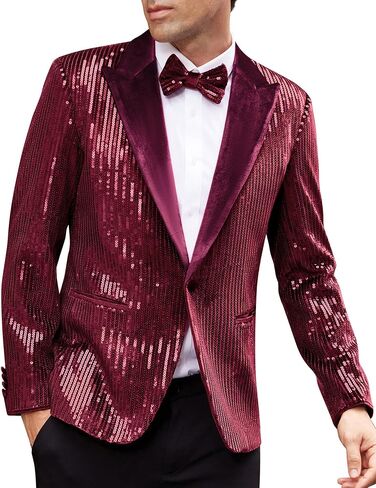 GRACE KARIN Mens Shiny Sequin Blazer Tuxedo One Button Slim Fit Suit Jacket for Party/Prom/Wedding in Saudi Arabia