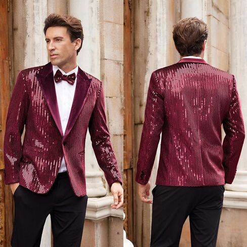 GRACE KARIN Mens Shiny Sequin Blazer Tuxedo One Button Slim Fit Suit Jacket for Party/Prom/Wedding in Saudi Arabia
