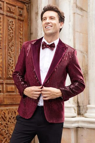 GRACE KARIN Mens Shiny Sequin Blazer Tuxedo One Button Slim Fit Suit Jacket for Party/Prom/Wedding in Saudi Arabia