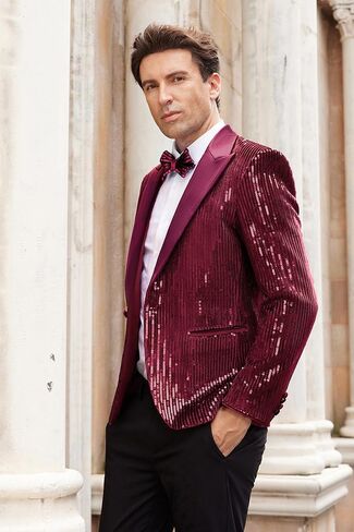 GRACE KARIN Mens Shiny Sequin Blazer Tuxedo One Button Slim Fit Suit Jacket for Party/Prom/Wedding in Saudi Arabia