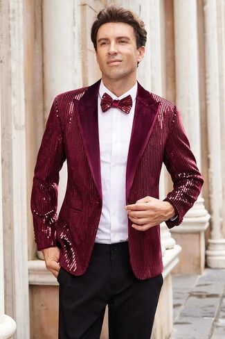 GRACE KARIN Mens Shiny Sequin Blazer Tuxedo One Button Slim Fit Suit Jacket for Party/Prom/Wedding in Saudi Arabia