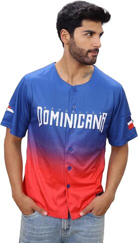 TAINOWEARS Dominican Republic Baseball Jersey Dominicana Republic Button V Neck Jersey for Team Dominican Flag Jerseys for Men and Woman Size 2XL in Saudi Arabia