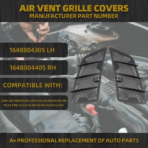 Dasbecan Left Right Hood Air Vent Grill Cover Insert Mesh 1648804305 Compatible with Mercedes W164 ML350 ML450 ML550 ML63 AMG GL320 GL350 GL450 GL550 2008-2011 Repalcement OE# 1648804405 1648804305 in Saudi Arabia