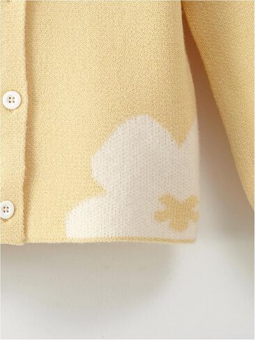 GORGLITTER Girl's Floral Pattern Button Down Cardigan V Neck Long Sleeve Sweater Coats in Saudi Arabia
