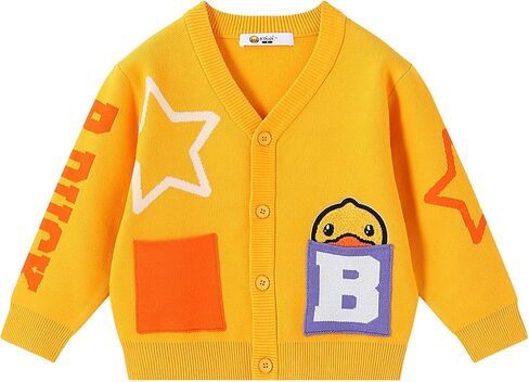 B.Duck Unisex Boys Girls Knit Cardigan Sweater Cute Duck Long Sleeve V Neck Button Down Fall Clothes for Kids 3-12 Years in Saudi Arabia