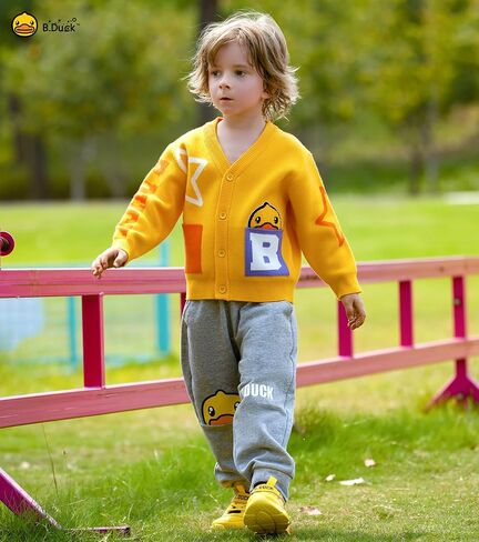 B.Duck Unisex Boys Girls Knit Cardigan Sweater Cute Duck Long Sleeve V Neck Button Down Fall Clothes for Kids 3-12 Years in Saudi Arabia