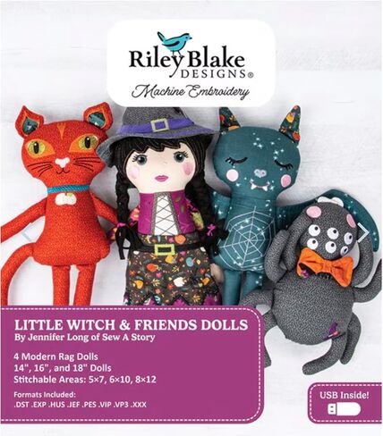 Riley Blake Machine Embroidery Patterns: Exclusive Digital Design, Compatible with Major Machines, Instant Download, Scalable Sizes, and Detailed Instructions (Little Witch & Friends Dolls) in Saudi Arabia
