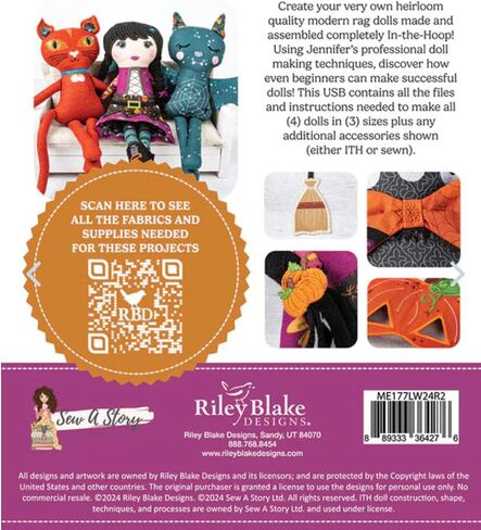 Riley Blake Machine Embroidery Patterns: Exclusive Digital Design, Compatible with Major Machines, Instant Download, Scalable Sizes, and Detailed Instructions (Little Witch & Friends Dolls) in Saudi Arabia