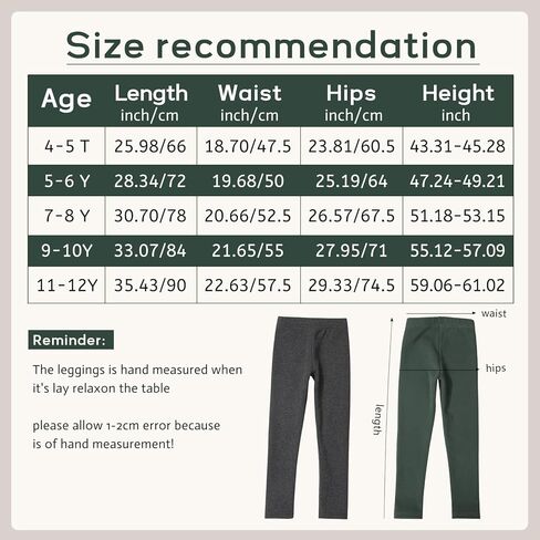 6 Pack Girls Winter Fleece Lined Leggings Cotton Pants Toddler Kids Thick Warm Pants Girls High Waist Leggings in Kuwait