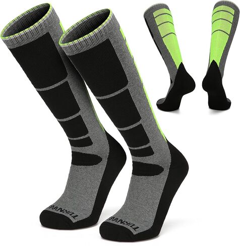 2-Pairs Ski Socks 85% Cotton Over The Calf (OTC) for Skiing, Snowboarding, Winter Outdoor Activities for Adult & Kids in Saudi Arabia