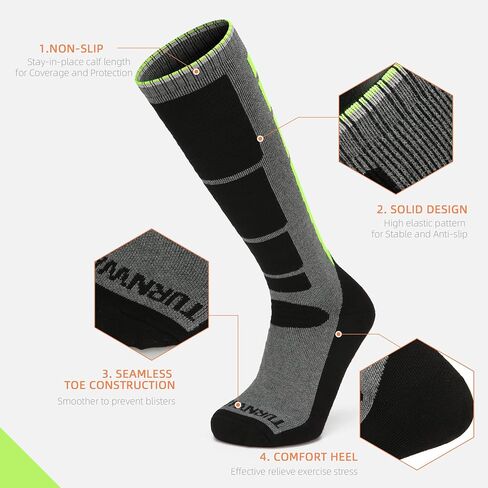 2-Pairs Ski Socks 85% Cotton Over The Calf (OTC) for Skiing, Snowboarding, Winter Outdoor Activities for Adult & Kids in Saudi Arabia