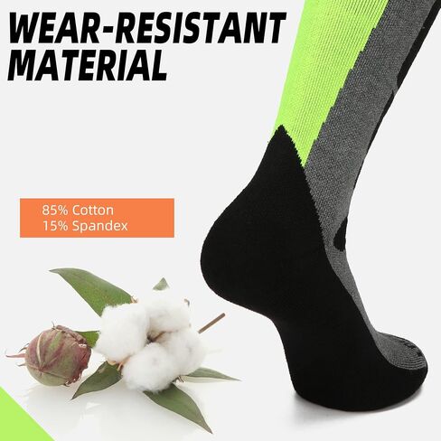 2-Pairs Ski Socks 85% Cotton Over The Calf (OTC) for Skiing, Snowboarding, Winter Outdoor Activities for Adult & Kids in Saudi Arabia