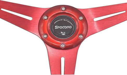 Universal Car Racing Steering Wheel 350mm/13.8" 6 Bolts Automotive Drift Steering Wheel with Horn Button, Vinyl Leather and Aluminum Spokes, Red in Saudi Arabia