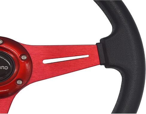 Universal Car Racing Steering Wheel 350mm/13.8" 6 Bolts Automotive Drift Steering Wheel with Horn Button, Vinyl Leather and Aluminum Spokes, Red in Saudi Arabia