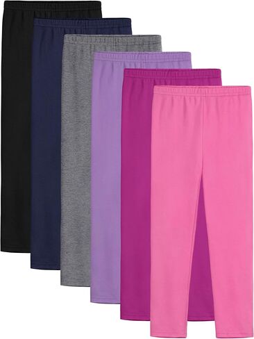 6 Pack Leggings for Girls Cotton Girls Leggings Tights Pants for Kids Full Length Toddler Warm Stretchy Multipack in Kuwait